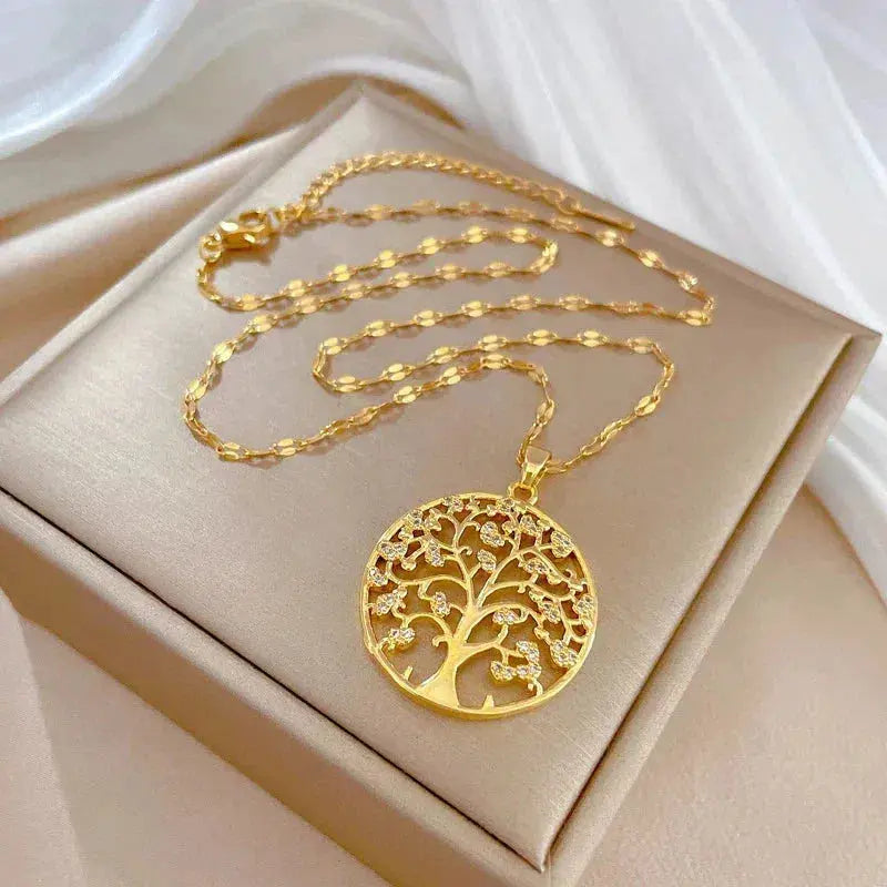 Colgante de árbol de la vida dorado