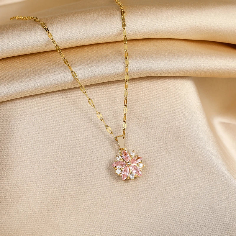 Collar con flor de cerezo rosa, vista 5