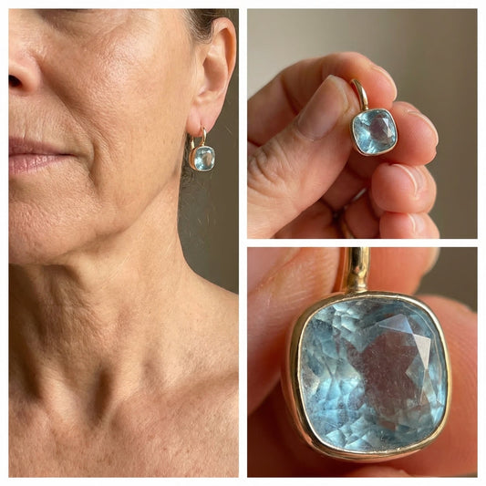 Pendientes vintage con cristal azul, vista 2