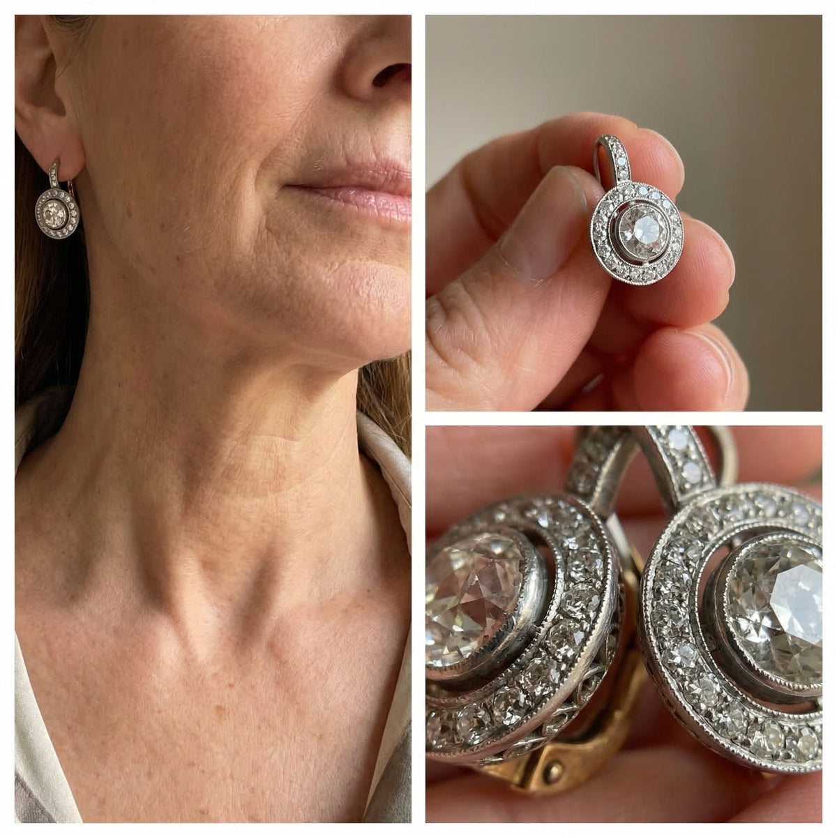 Pendientes vintage con circonitas, vista 2