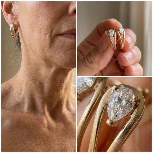 Aros con circonita en forma de gota, vista 2