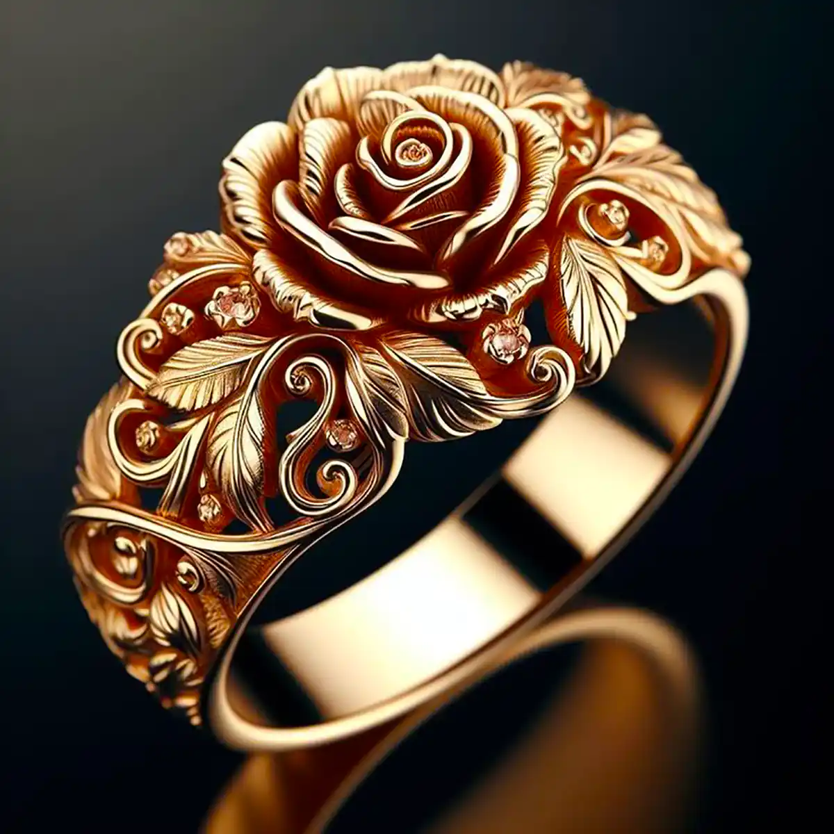 Anillo dorado floral