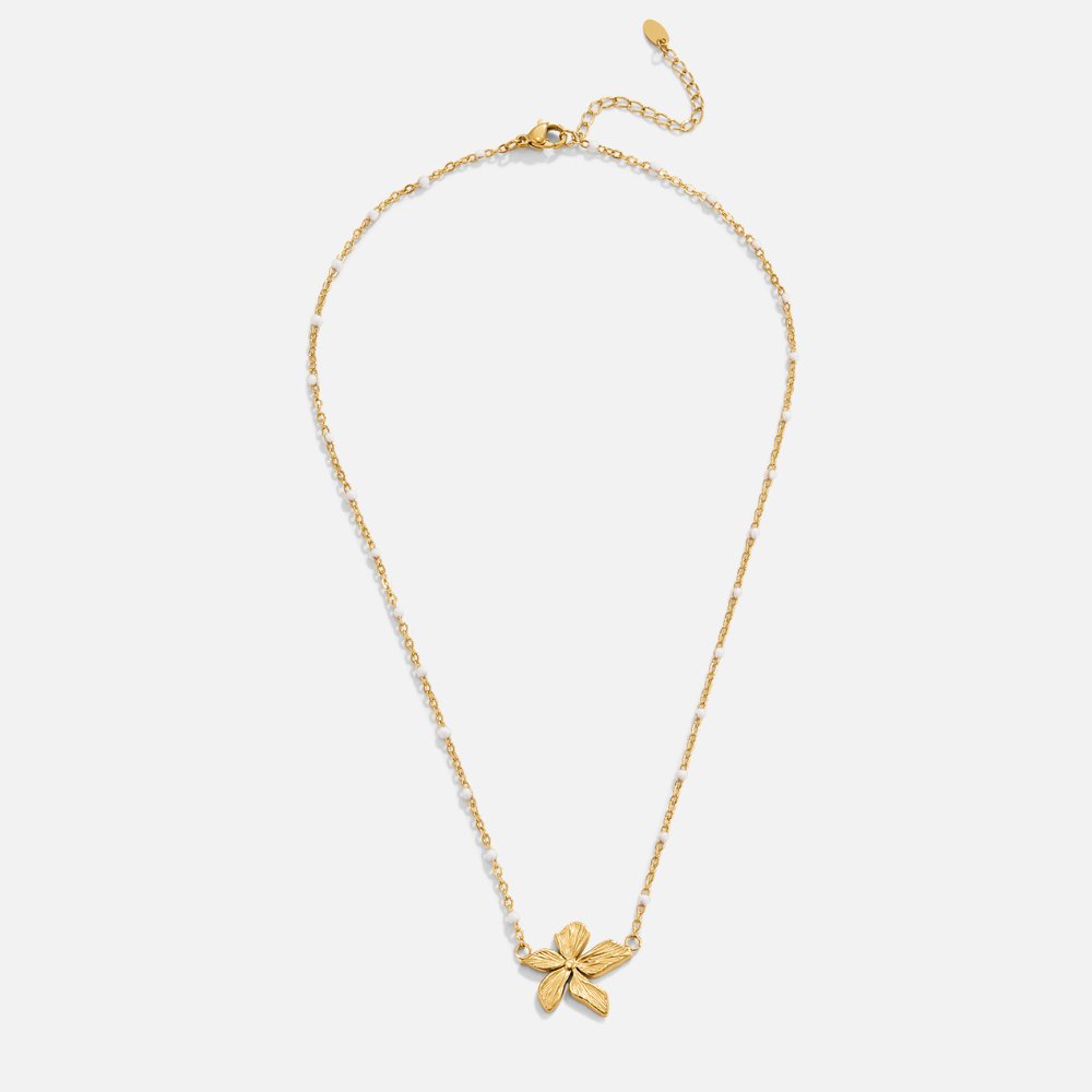 Collar dorado con flor, vista 5
