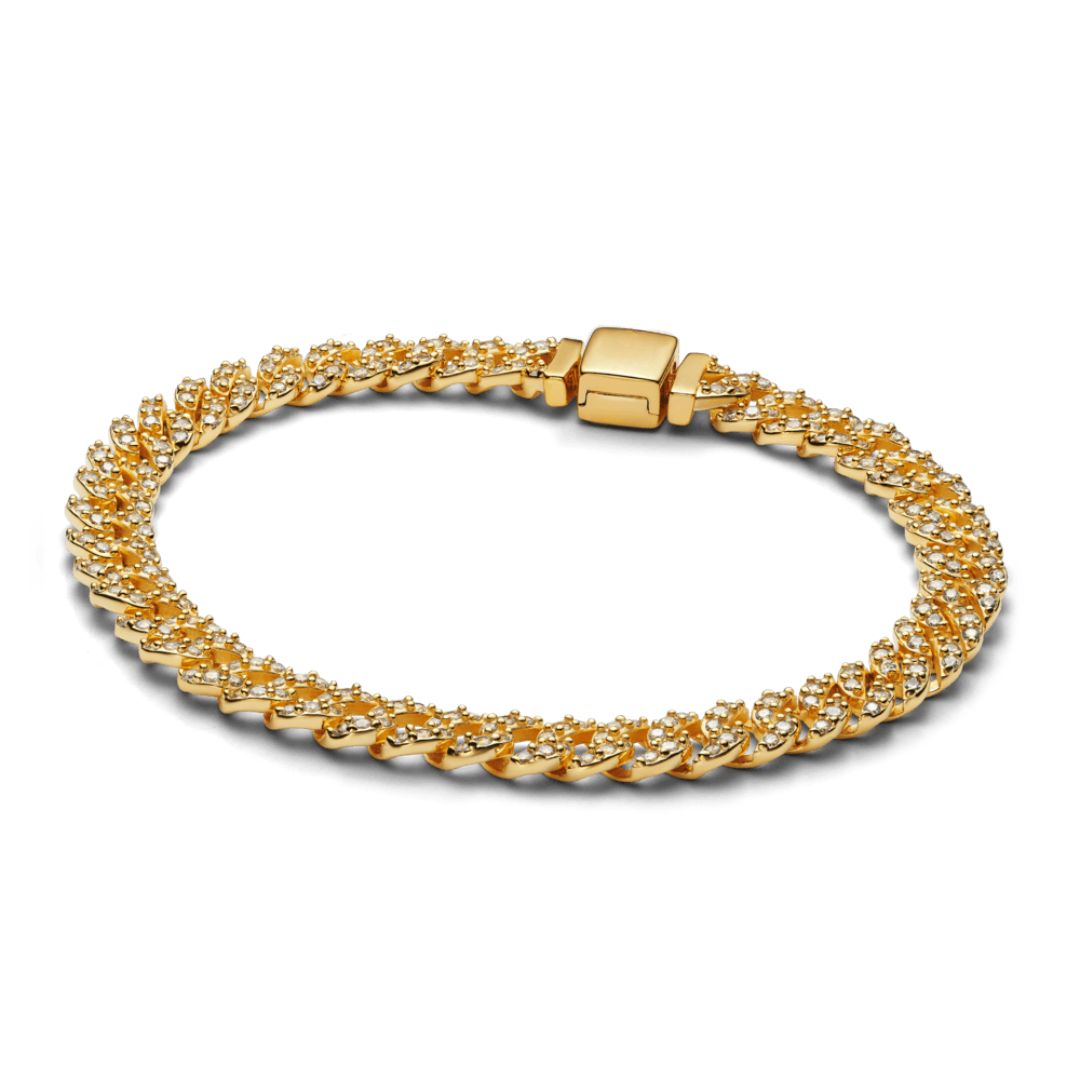 Pulsera de eslabones cubanos con circonitas, vista 3