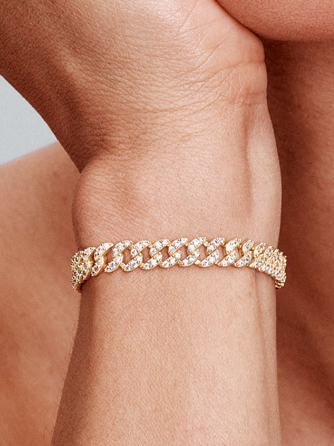 Pulsera de eslabones cubanos con circonitas, vista 6