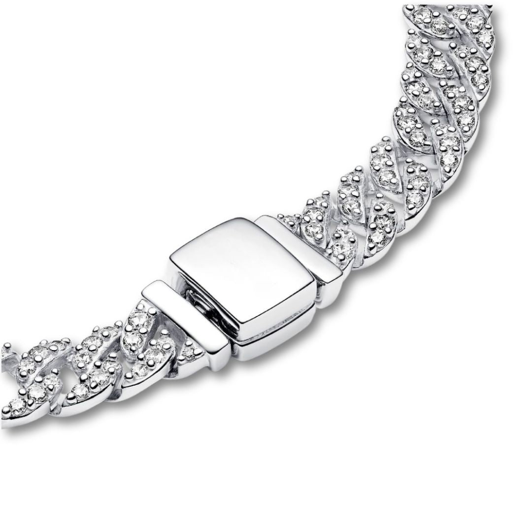 Pulsera de eslabones cubanos con circonitas, vista 8