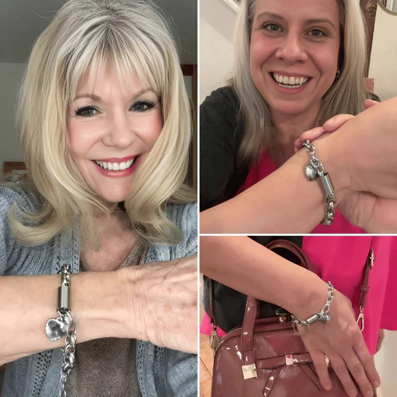 Pulsera gruesa dorada con corazón, vista 9