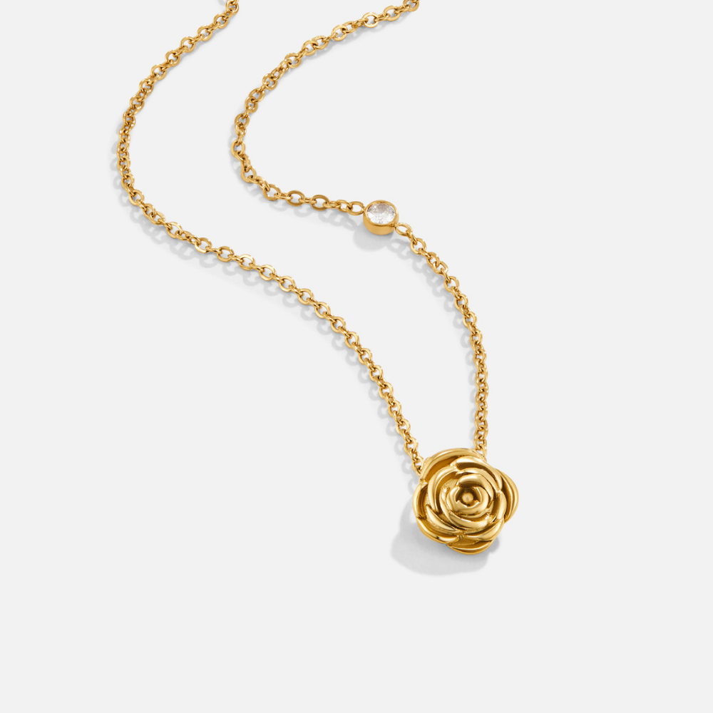 Collar con colgante de rosa dorado, vista 3