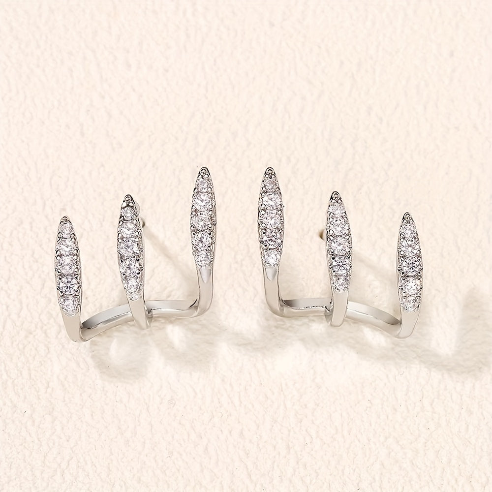 Pendientes trepadores de tres garras con strass, vista 9