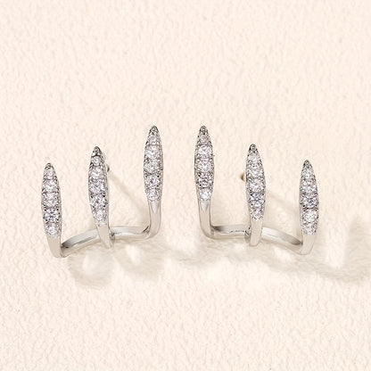 Pendientes trepadores de tres garras con strass, vista 9