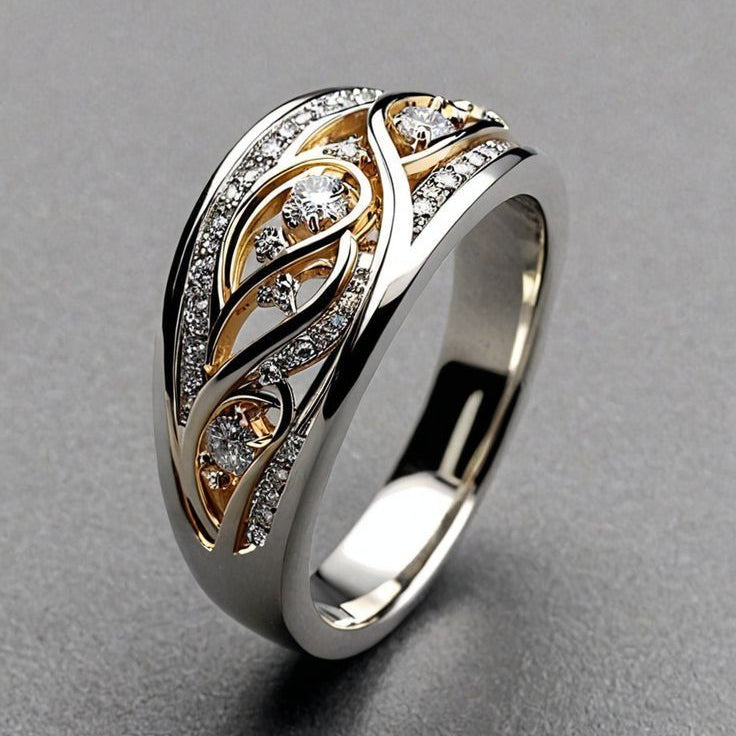Anillo bicolor trenzado