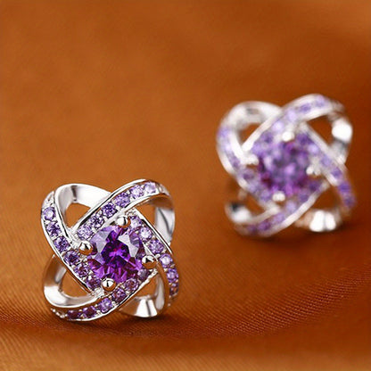 Pendientes de trébol morado, vista 3