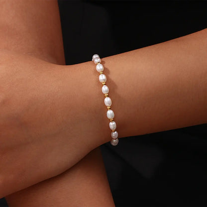 Pulsera con perlas y cadena, vista 3