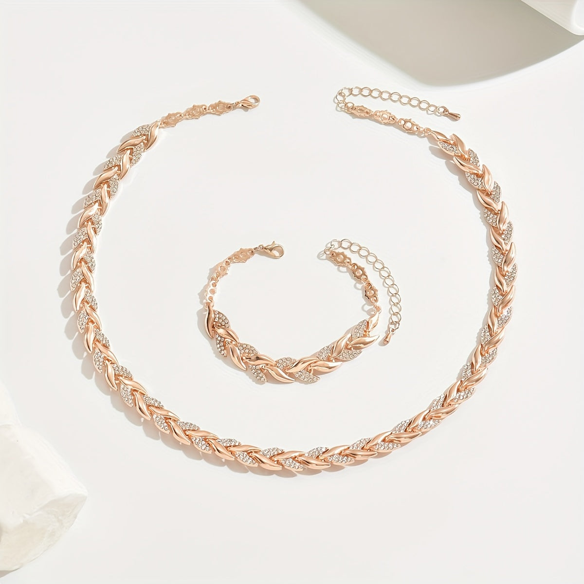 Conjunto de collar y pulsera espiga con cristales, vista 6