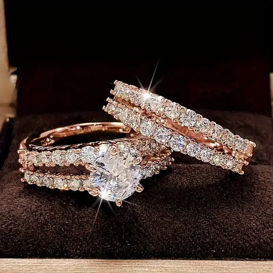 Set de anillos con circonitas