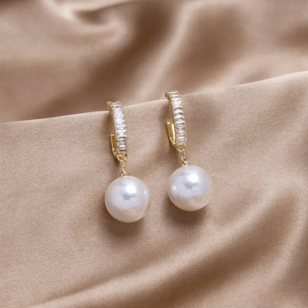 Pendientes con perla y circonita