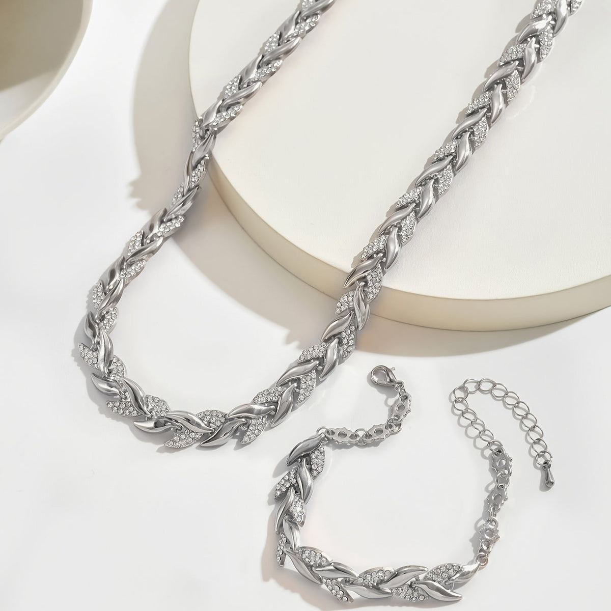 Conjunto de collar y pulsera espiga con cristales, vista 9