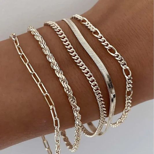 Set de 5 pulseras doradas, vista 2