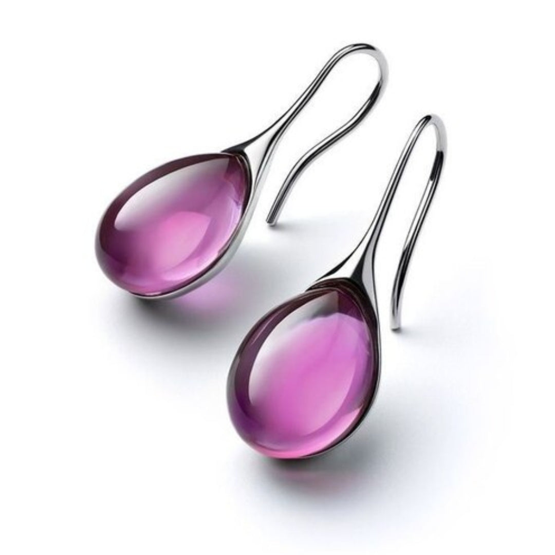 Pendientes largos con cristal en forma de gota, vista 4