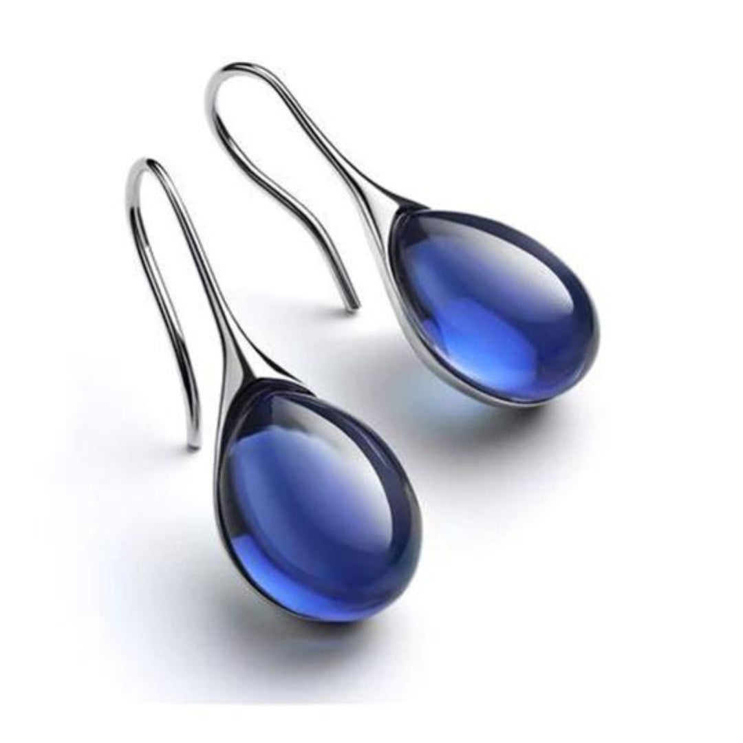 Pendientes largos con cristal en forma de gota, vista 3