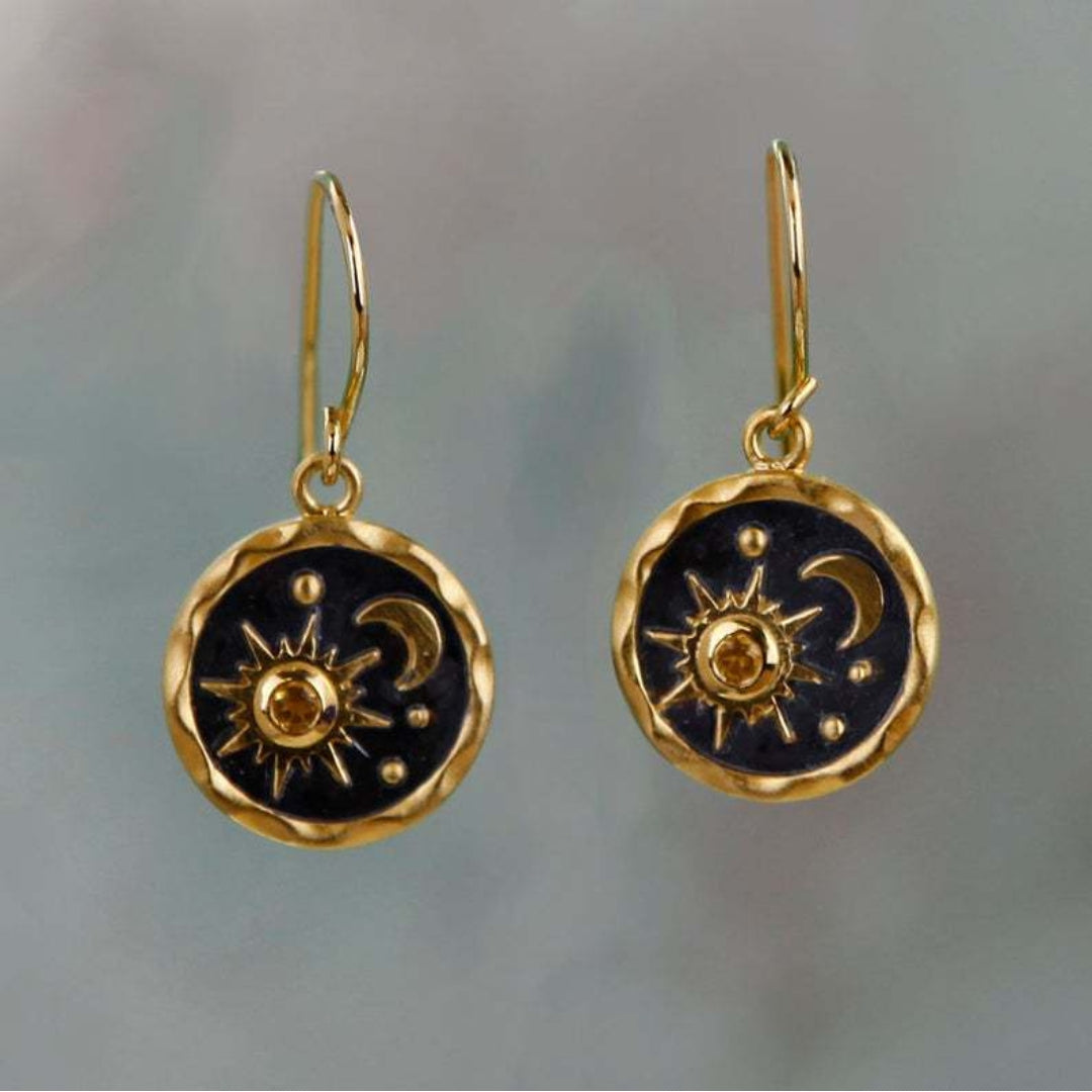 Pendientes boho de sol y luna