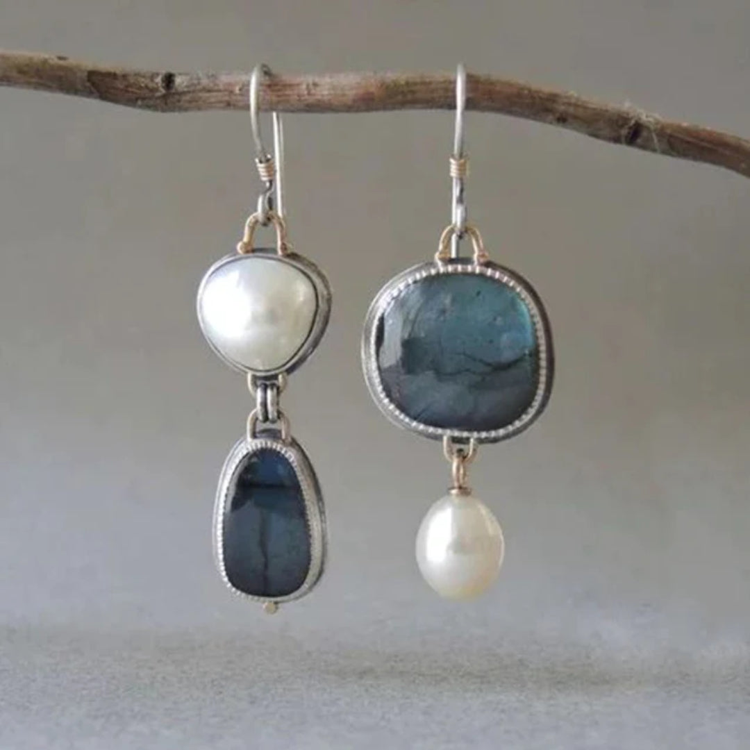 Pendientes vintage con piedra azul