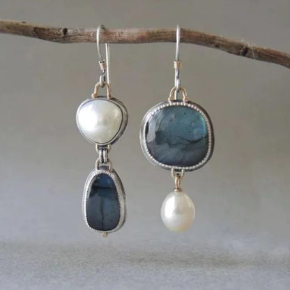 Pendientes vintage con piedra azul