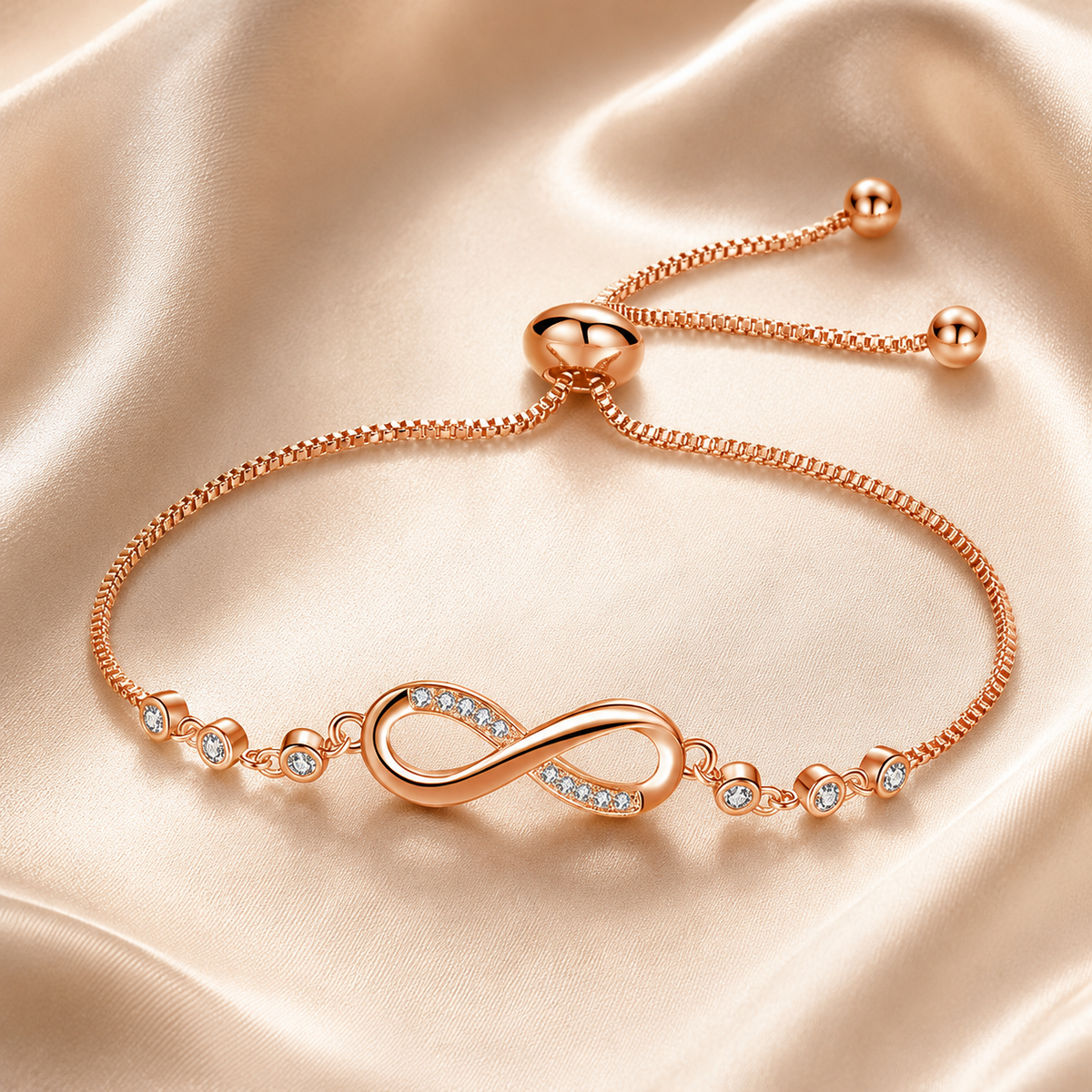 Pulsera ajustable de infinito con circonitas