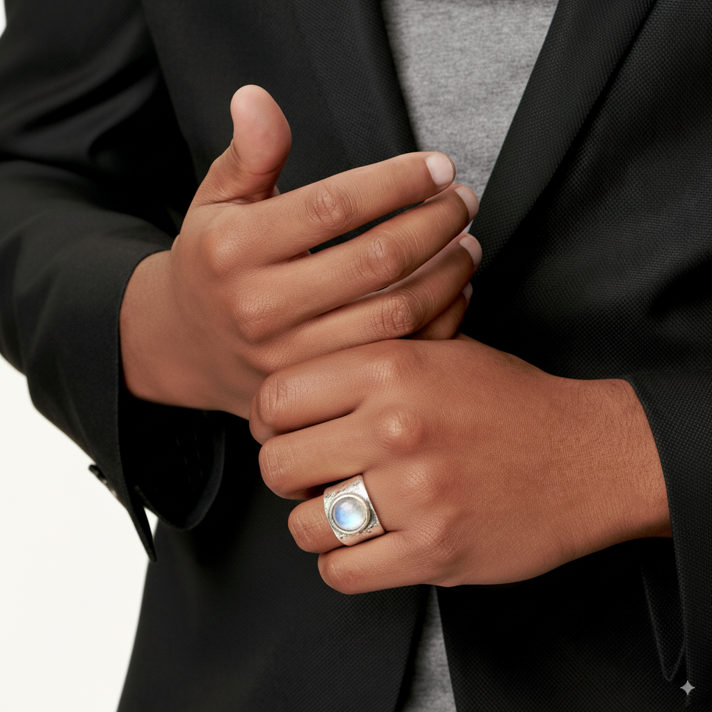 Anillo boho con piedra opalina, vista 3