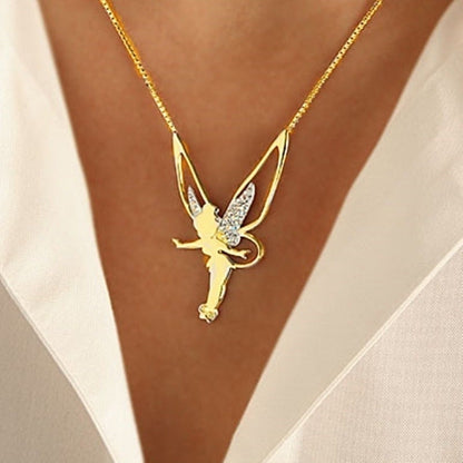 Collar con colgante de hada dorado