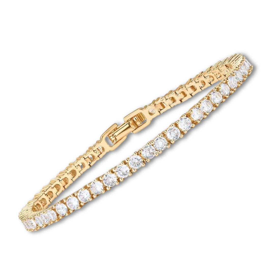 Pulsera tenis dorada con circonitas