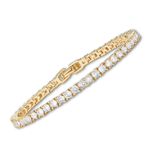 Pulsera tenis dorada con circonitas