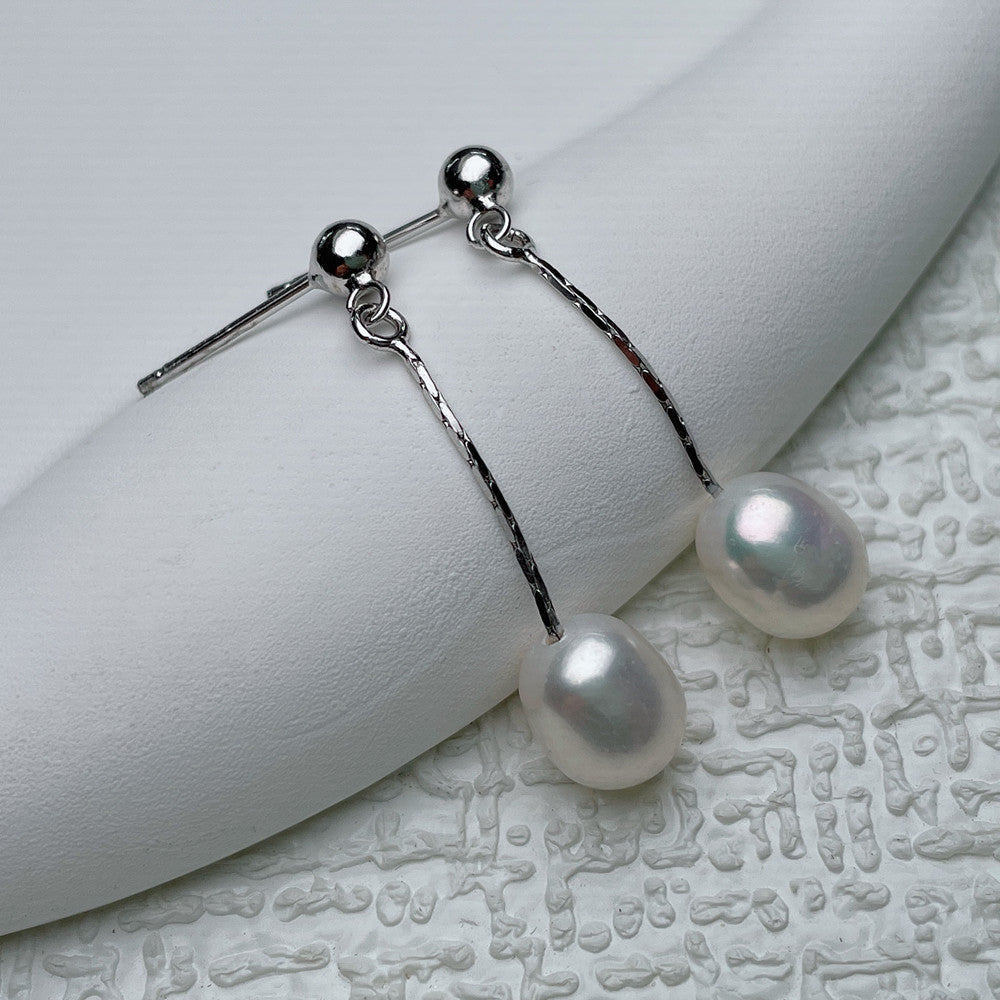 Pendientes largos con perla, vista 2
