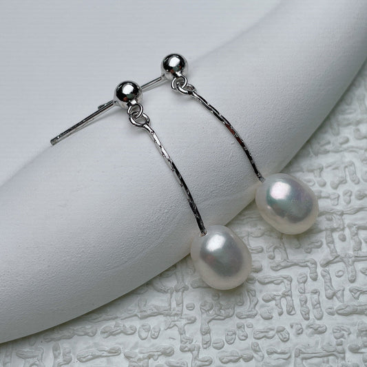 Pendientes largos con perla, vista 2
