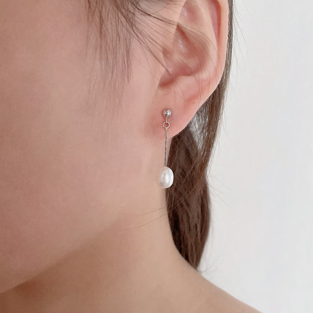Pendientes largos con perla, vista 4