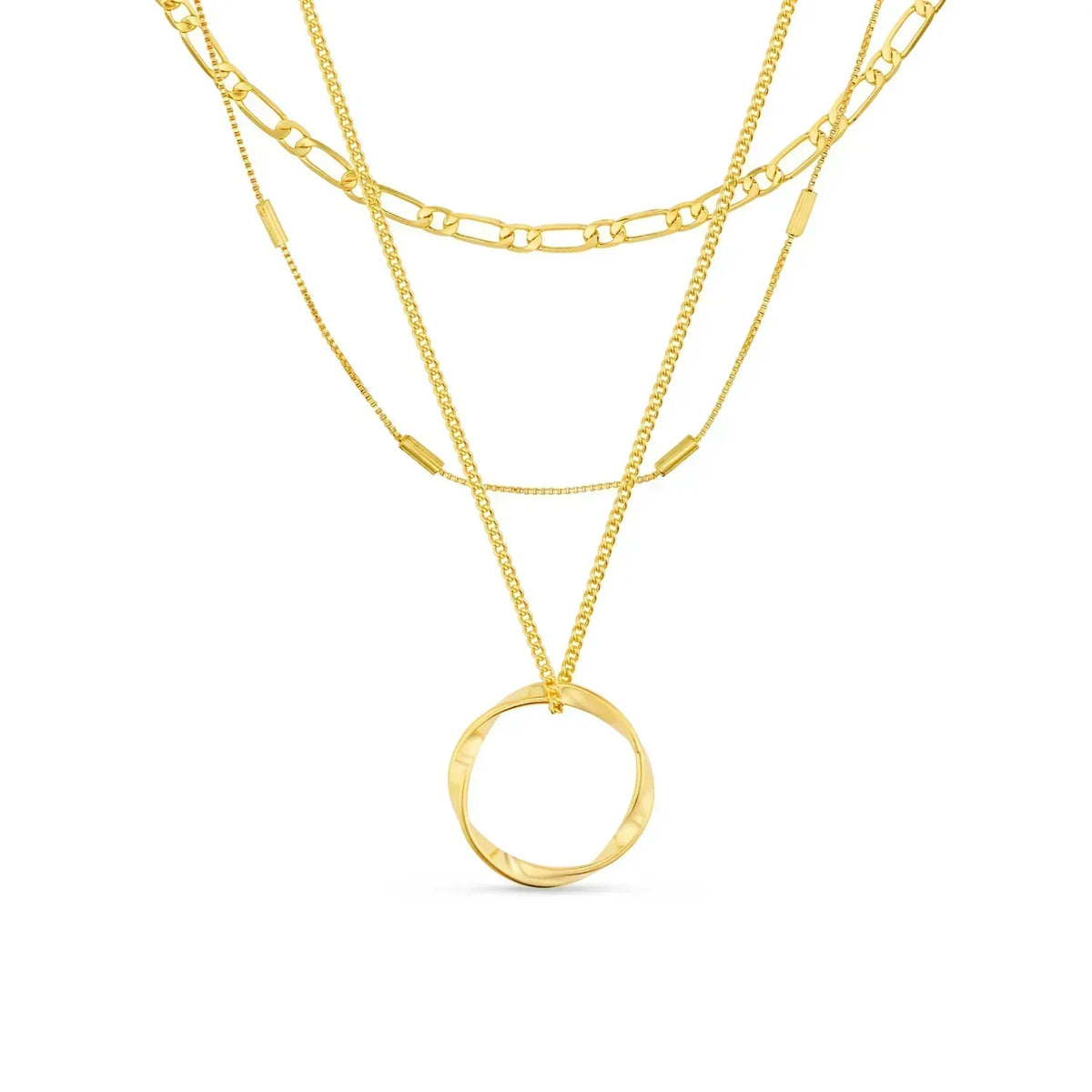 Collar dorado de tres aros abierto