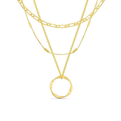 Collar dorado de tres aros abierto