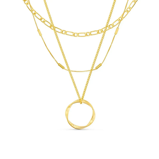 Collar dorado de tres aros abierto