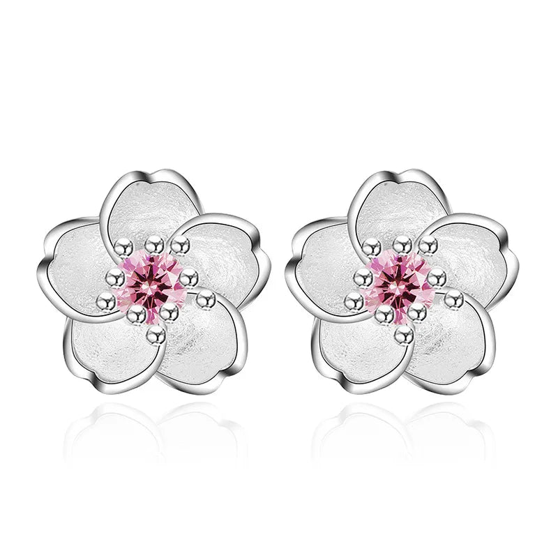 Pendientes de botón de flor con circonitas