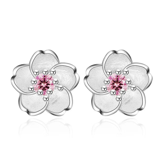 Pendientes de botón de flor con circonitas