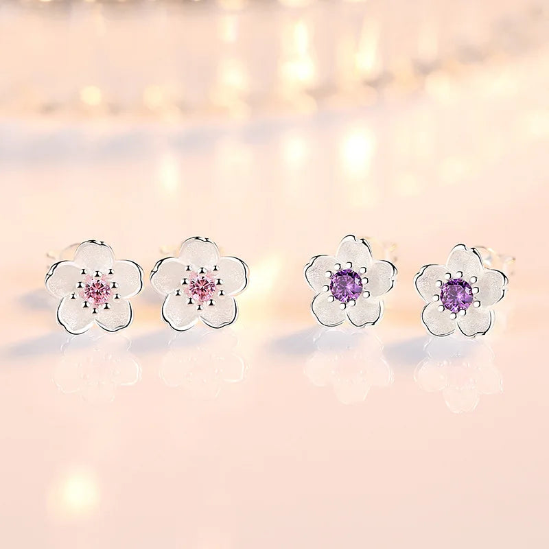 Pendientes de botón de flor con circonitas, vista 3