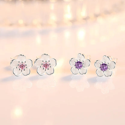 Pendientes de botón de flor con circonitas, vista 3