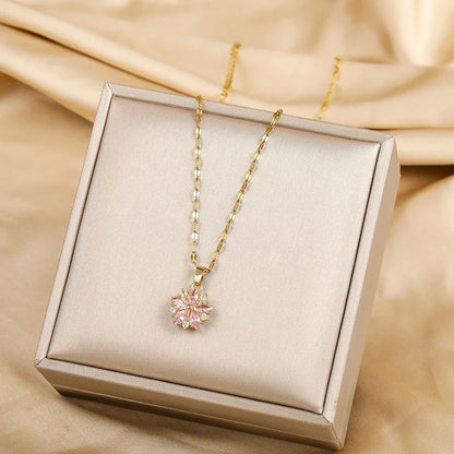 Collar con flor de cerezo rosa, vista 2