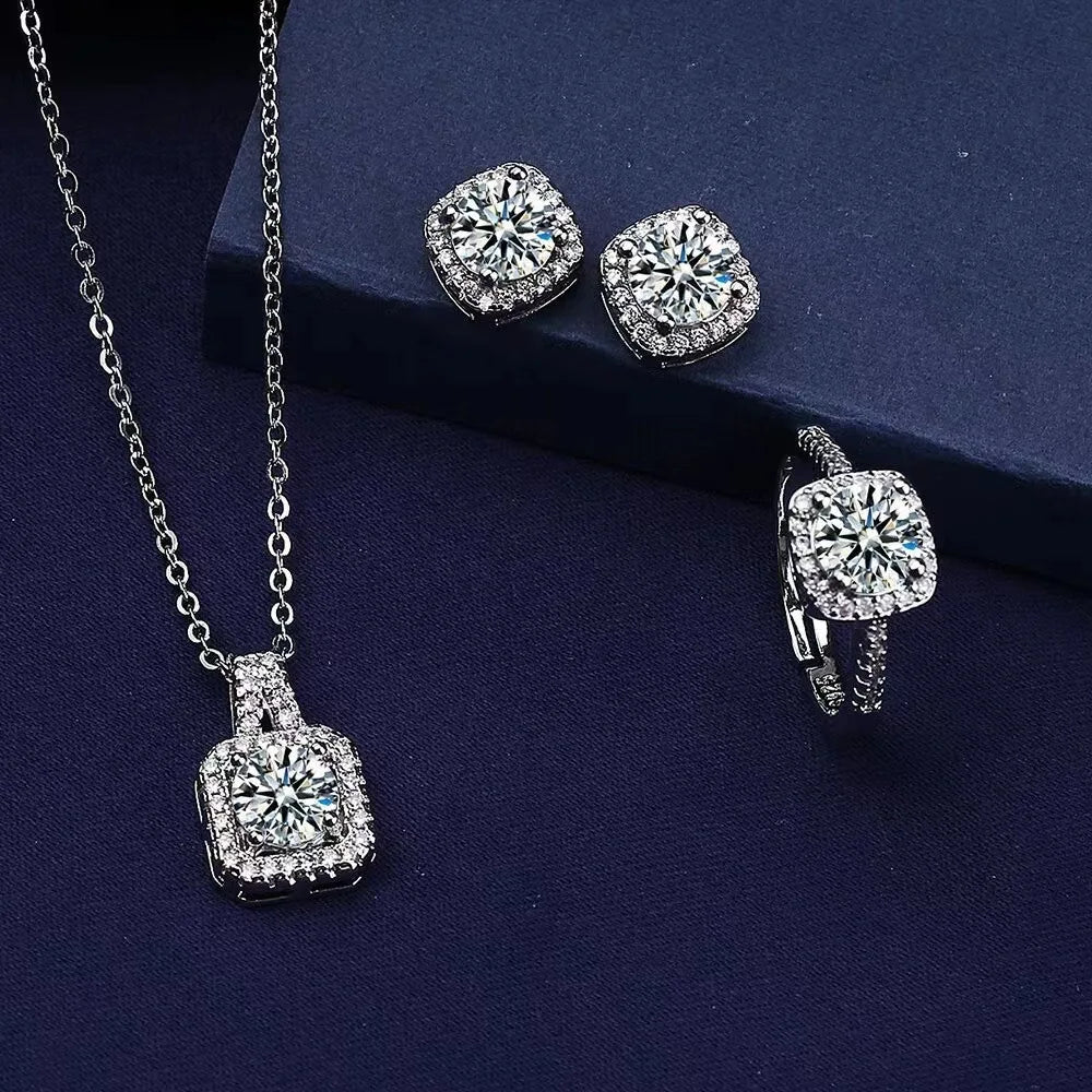 Conjunto de joyas cuadradas con circonitas, vista 3