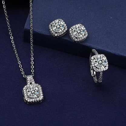Conjunto de joyas cuadradas con circonitas, vista 3