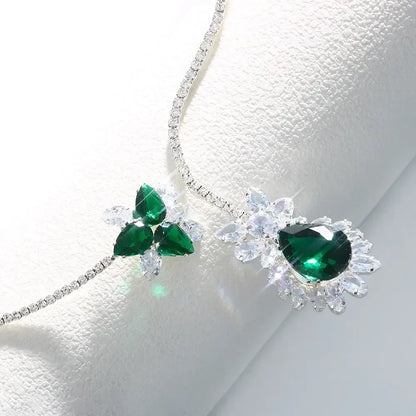 Collar vintage de flor con piedra verde, vista 2