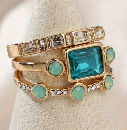 Set de anillos vintage con cristales, vista 2