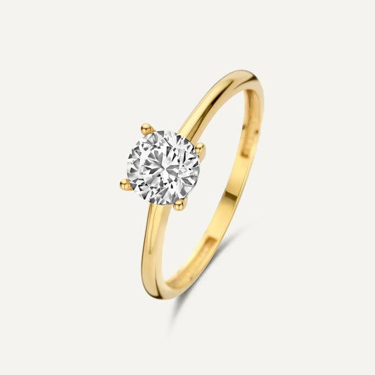 Anillo solitario dorado