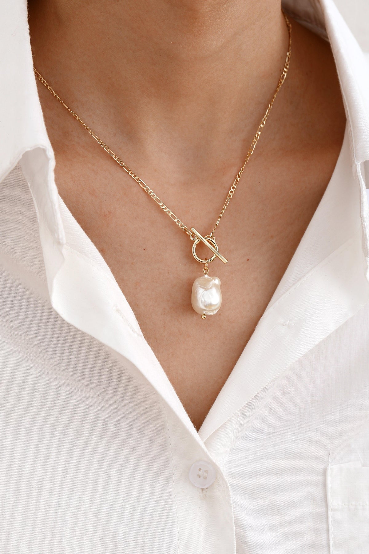 Collar con perla en forma de gota, vista 3