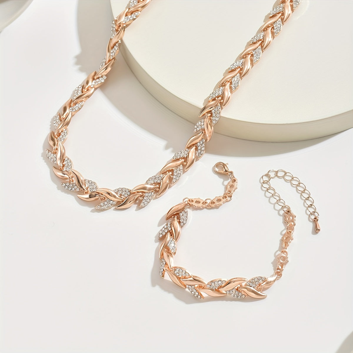 Conjunto de collar y pulsera espiga con cristales, vista 4